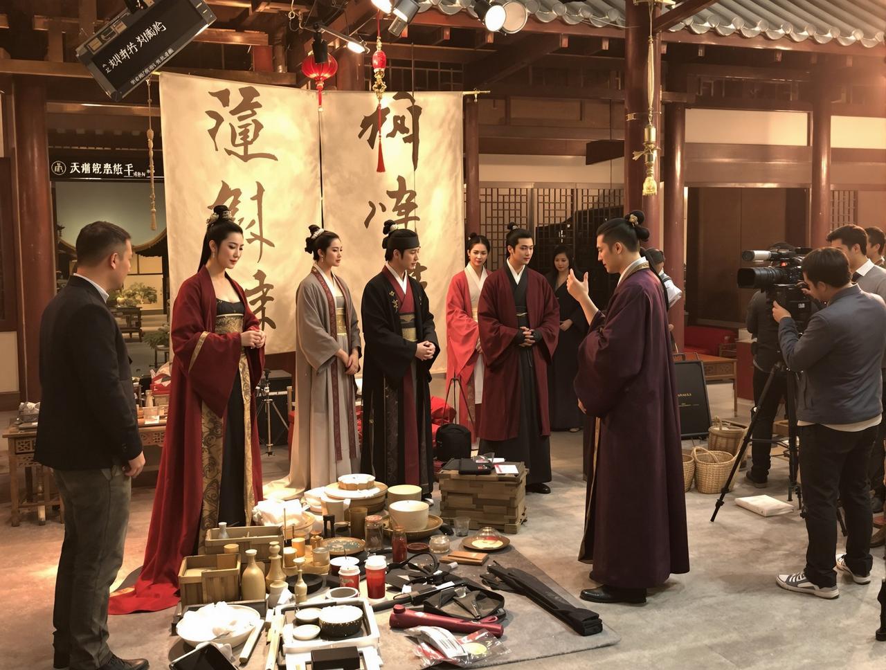 吃瓜爆料 - 古装剧拍摄现场传统服饰和道具布景